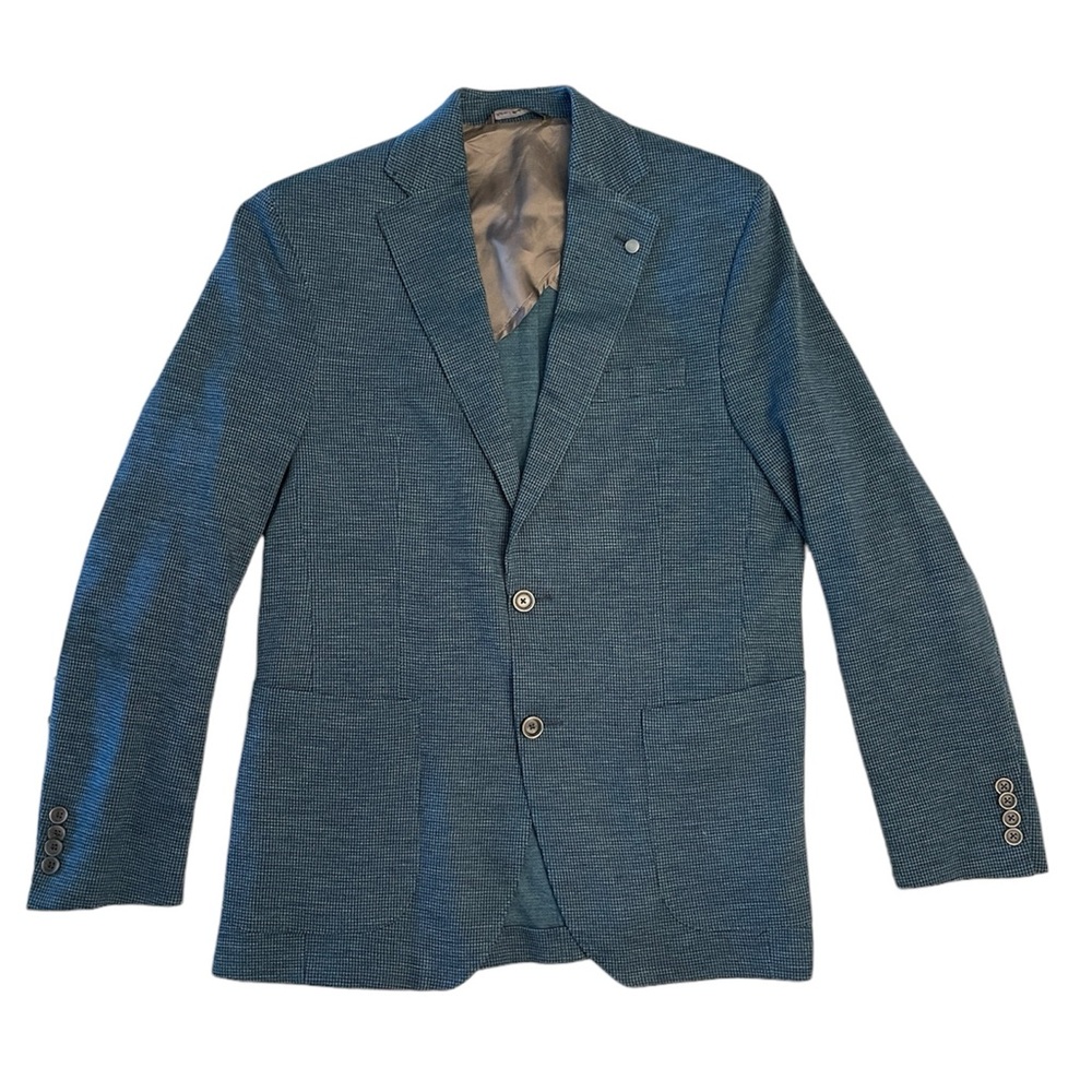 Jack Victor Lora Piana Cashmere Houndstooth Blazer Sport Coat Size 40R, Blue,EUC